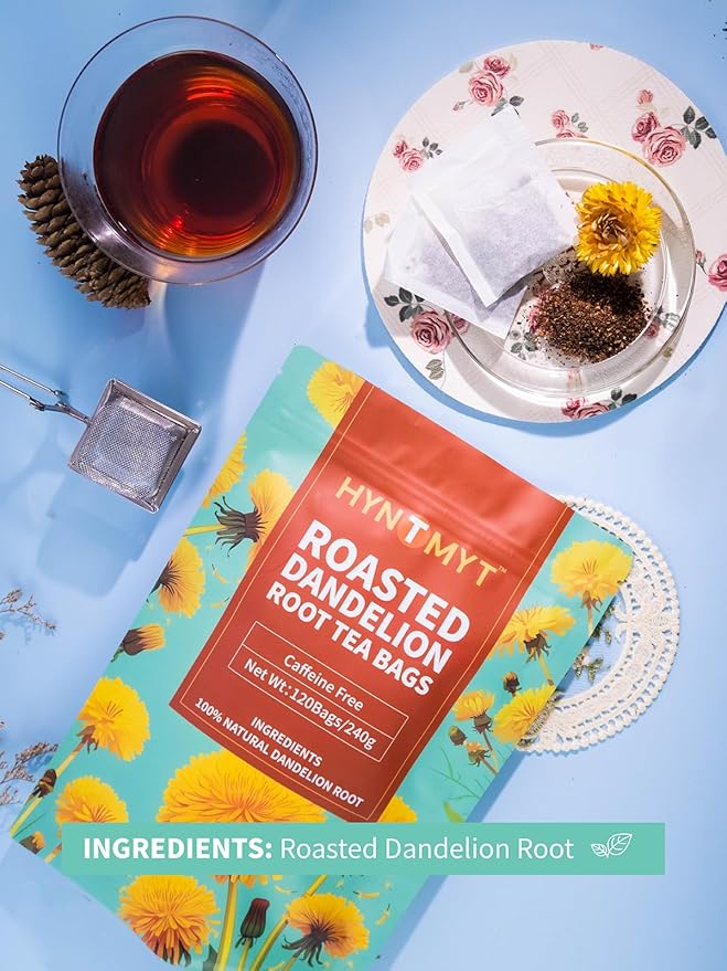 HYNTMYT Roasted Dandelion Root Tea Bags, Pure Dandelion Root Tea, Smooth & Mild Taste, Coffee Alternative, Caffeine Free, 120 Count - Bloomnest