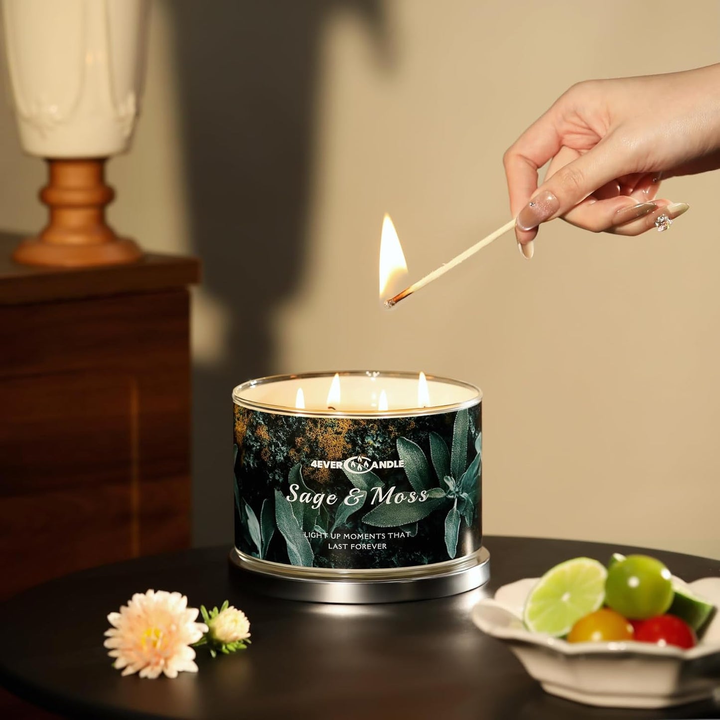 4-Wick Scented Candle - 18oz Soy Wax Blend Candle Over 50Hrs Long-Lasting Fragrance, Home Decor and Housewarming Gifts, Sage & Moss