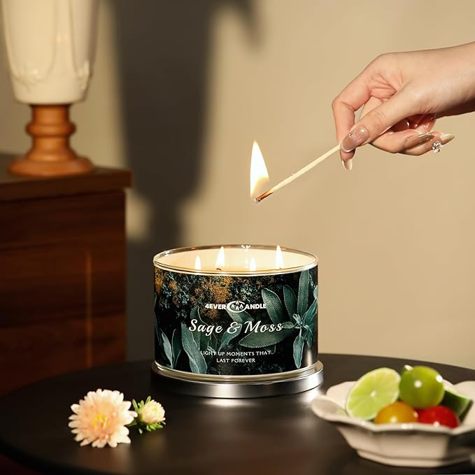 4-Wick Scented Candle - 18oz Soy Wax Blend Candle Over 50Hrs Long-Lasting Fragrance, Home Decor and Housewarming Gifts, Sage & Moss - Bloomnest