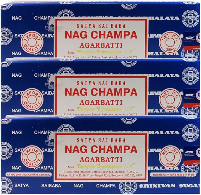 Satya Sai Baba Nag Champa 250g Incense Sticks and Holder Bundle - Pack of 3 (Approx 750 Sticks) TRUMIRI