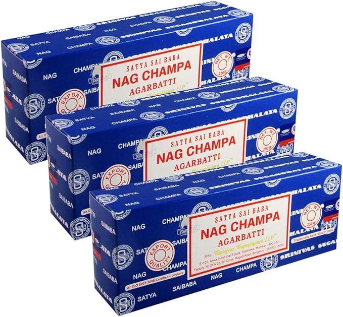 Satya Sai Baba Nag Champa 250g Incense Sticks and Holder Bundle - Pack of 3 (Approx 750 Sticks) TRUMIRI