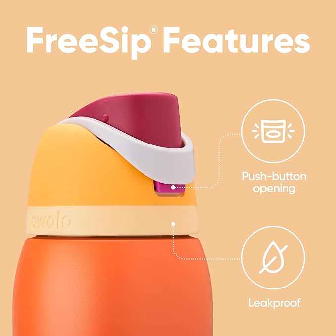 Owala FreeSip Insulated Stainless Steel Water Bottle with Straw for Sports, Travel, and School BPA-Free Sports Water Bottle, 24 oz, Citrus Crush Owala