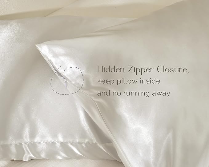 Yanibest Satin Pillowcase, King Size Pillow Cases Set of 2 - Silk Pillow Cases for Hair and Skin with Zipper, Silk Pillow Cases King for 20"x36", Exquisite Packaging for Women Men - Bloomnest