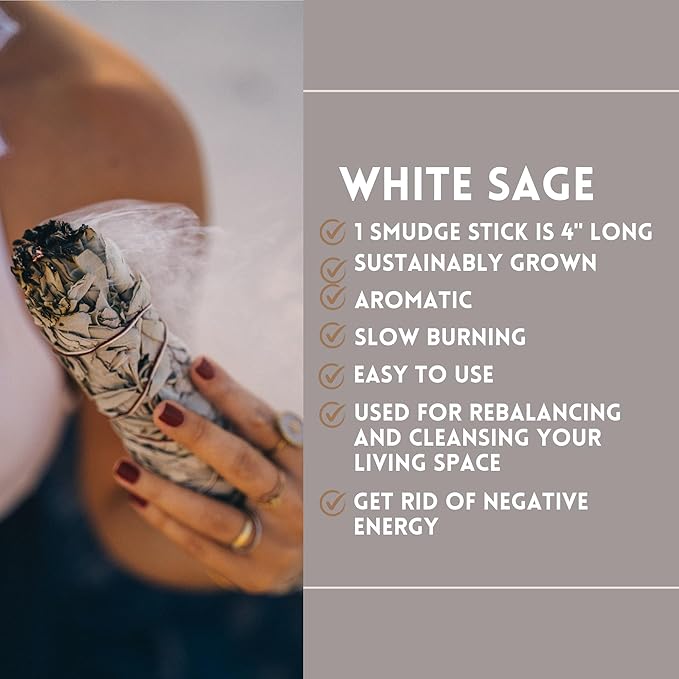 Ancient VEDA Organic Smudge Kit – California White Sage, Palo Santo, Sweetgrass Braid, Feather & Smudge Guide | Home Cleansing Kit for Meditation, Yoga, Energy Healing & Gift (Starter Kit, White Sage)