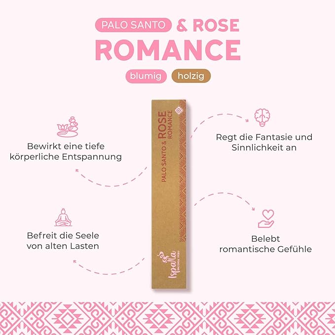 ISPALLA® Palo Santo Pink Incense Sticks, Pack of 10, for Romance and Emotional Bonding, Handmade in Peru, 100% Natural & Vegan Bloomnest