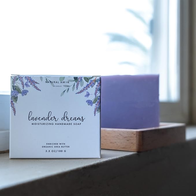Natural Amor Lavender Spa Gifts for Women,7pcs Self Care Box Including Soap Bar, Candle, Bath Butter - Bloomnest