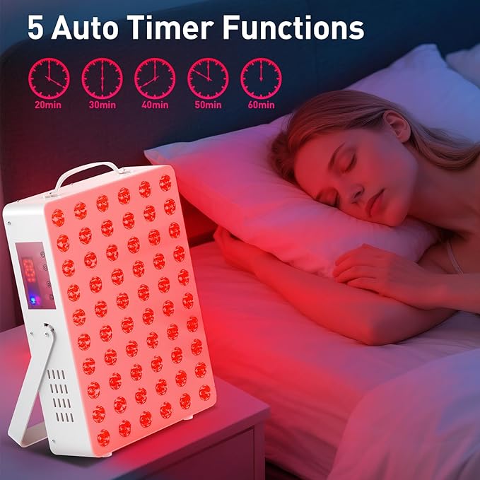 Cholas Red Light Therapy Panel for Face and Body, 150W with 60 Dual Chip LEDs, 660nm Red Light and 850nm Near Infrared, 3 Modes Adjustable Brightness and Timer, Gifts for Men Women Cholas