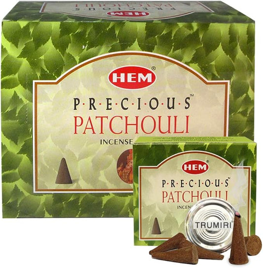 Precious Patchouli Incense Cones and Cone Incense Burner Bundle Insence Insense Hem Incense