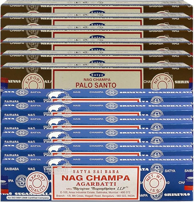 Nag Champa Incense Sticks and Palo Santo Incense Sticks with Incense Holder Bundle for Home Fragrance and Spiritual Décor TRUMIRI