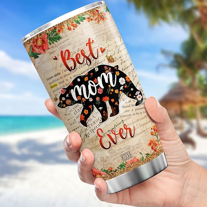 Mama Bear Tumbler With Lid Mom No Matter How Hard Life Gets At Least You Dont Have Ugly Children Mothers Day Coffee Cup 20oz Vintage Floral Print Flower Lover Gift For Mother - Bloomnest