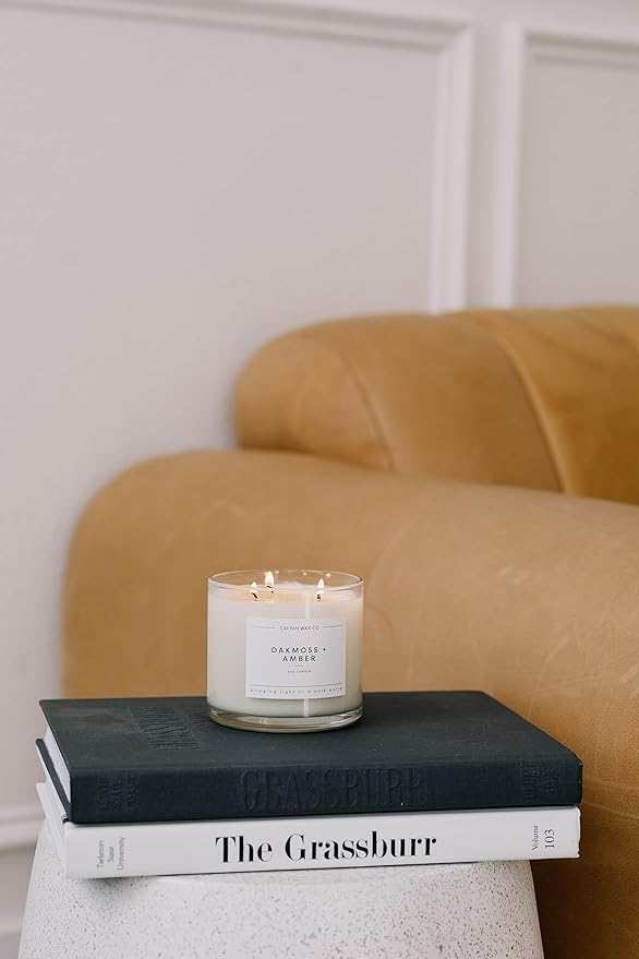 Calyan Wax Co. Apples & Maple Bourbon 3 Wick Scented Candle - 43 Hour Burn - Luxury 3 Wick Soy Candles - Non Toxic Soy Wax Candles - Long Lasting Large Glass Jar Candle for Home - 14.9oz - Bloomnest