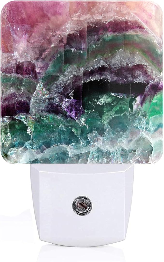 Colorful Fluorite Crystal Stone Night Light,Plug Into Wall Decor for Stairway,Hallway,Kitchen,Dusk to Dawn Sensor Nightlights for Boys/Girls/Women/Men Room Gifts - Bloomnest