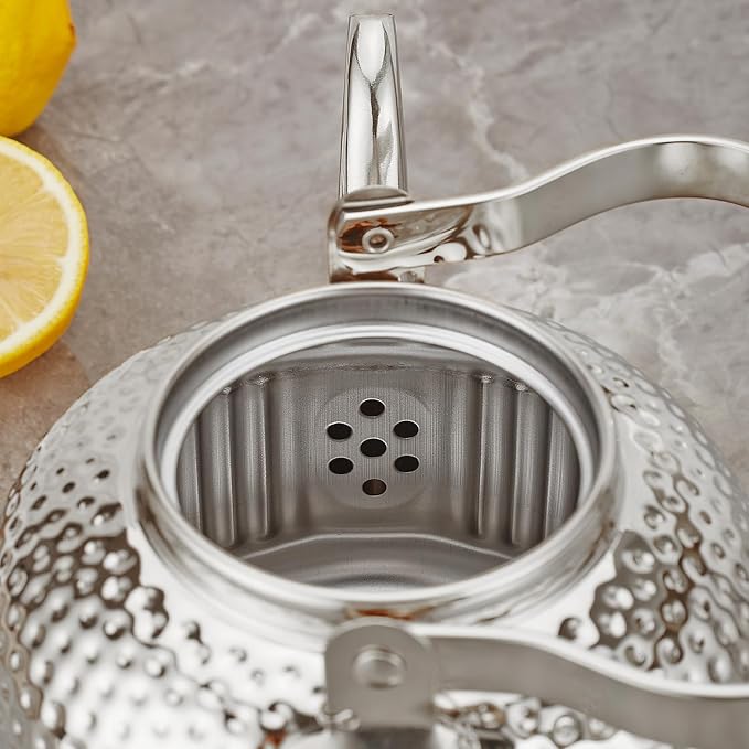SANQIAHOME Antique 1.2L (40Oz) Stainless Steel Teapot with Infuser Silver - Bloomnest