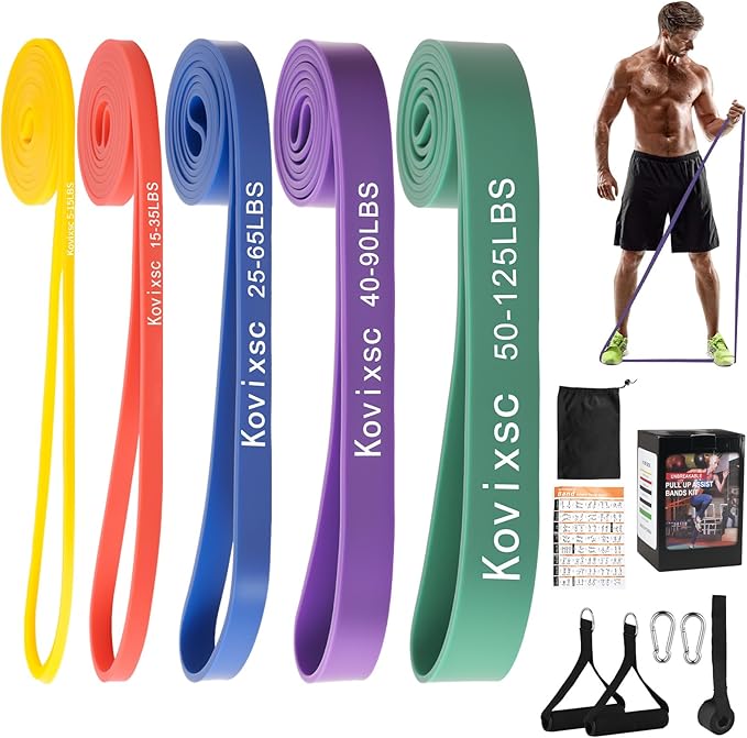 Resistance Bands for Working Out, Pull Up Assistance Bands, Exercise Workout Bands for Men & Women, Gym Bands with Door Anchor & Handle, Stretching Bands for Physical Therapy, Muscle Training - Bloomnest