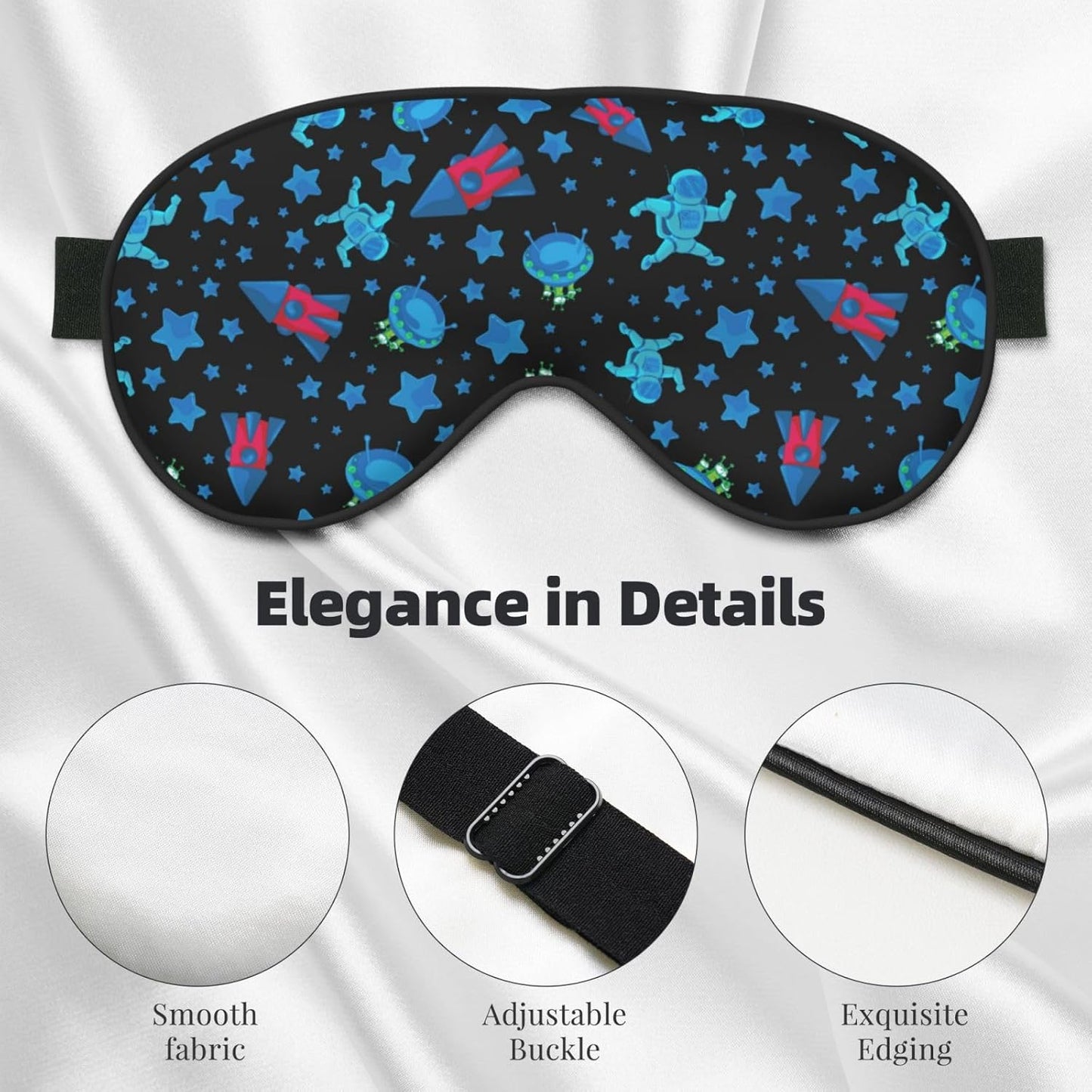 Sleep Eye Mask Astronaut in Outer Space Sleep Mask for Women Men Comfortable Eye Mask with Adjustable Strap Soft Eye Cover Blindfold for Travel Yoga Nap Shift Work