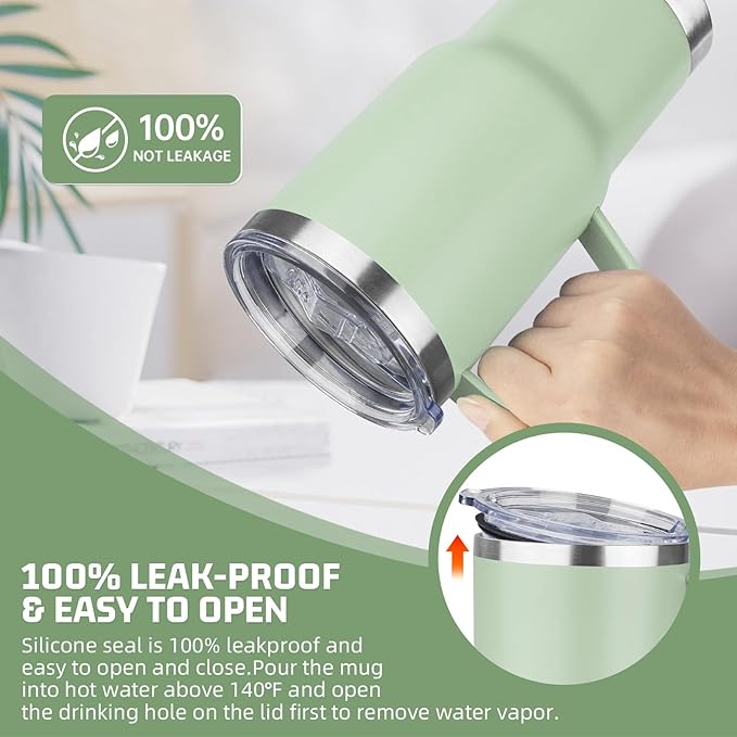 20 oz Tumbler with Handle Stainless Steel Insulated Coffee Mug Tumbler with Lid and Straw Double Wall Vacuum Insulated Coffee Mug Leak Proof Travel Mug Tumbler for Hot and Cold Drink (Mix Color-1)