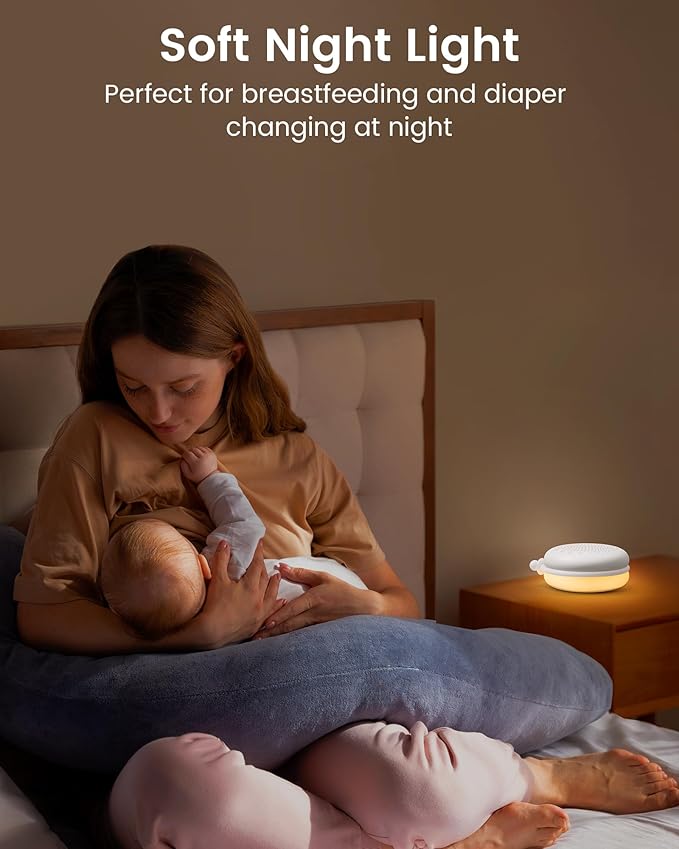 Glocusent 3-In-1 Portable Sound Machine for Baby, White Noise for Sleeping, Night Light & Phone Connected Speaker 34 Sounds Timing Function 1000mAh Large Battery Designed for Travel Deep Restful Sleep - Bloomnest