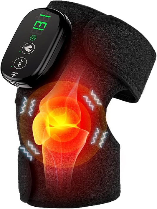 Foot Massager with Heat, Knee Shoulder Elbow 3 in 1 Feet Massager, Heated Knee Massager, Shoulder Massager with Heat Vibration, 210 mins Battery, Cordless Portable, Touchscreen Control (Black) - Bloomnest