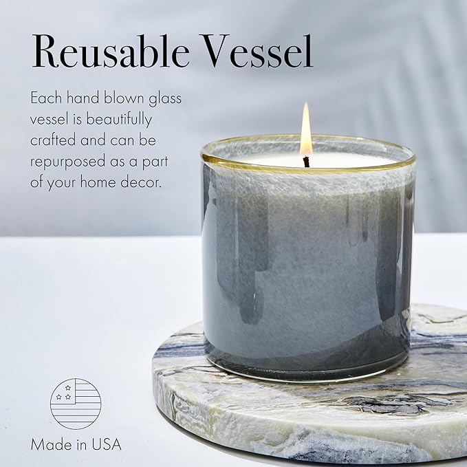 LAFCO New York Signature Candle, Sea & Dune - 15.5 oz - 90-Hour Burn Time - Reusable, Hand Blown Glass Vessel - Made in The USA - Bloomnest
