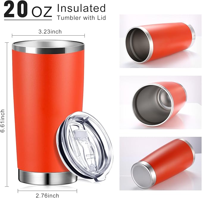 Sieral 36 Packs Stainless Steel Tumbler Bulk with Lid Vacuum Double Wall Insulated Travel Coffee Mug Powder Coated Tumbler Cup for Graduation Wedding Christmas Birthday Party(Warm Color, 20 oz) - Bloomnest