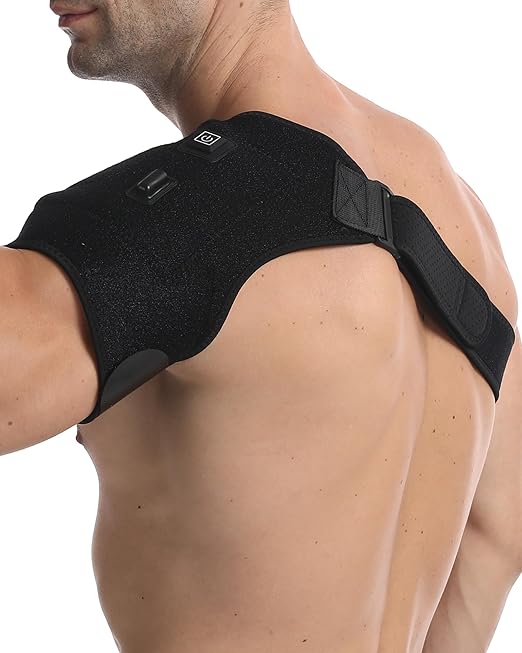 Shoulder Heating Pad - 3-Temperature USB Rechargeable, Adjustable Heat Wrap for Men & Women, Portable Cordless Shoulder Warmer(1 PCE Black) - Bloomnest