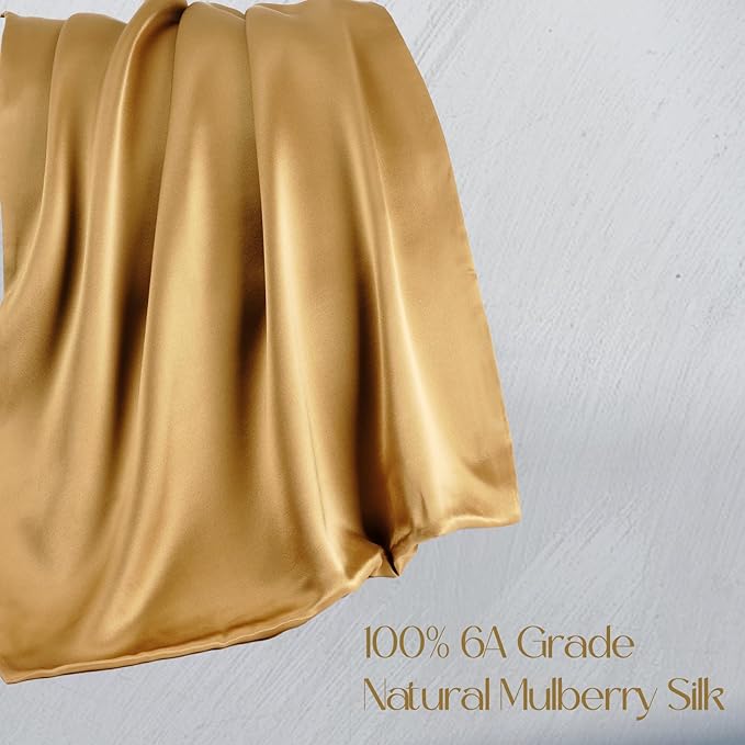 ZIMASILK 100% Pure Mulberry Silk Pillowcase for Hair and Skin Health,Soft and Smooth,Both Sides Premium Grade 6A Silk,600 Thread Count,with Hidden Zipper,1pc (King 20''x36'',Golden) - Bloomnest