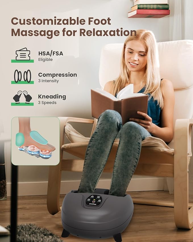 Shiatsu Foot Massager With Heat,Knead,Rolling,Compression, FSA Eligible/HSA Eligible Feet Massager Machine for Plantar Fasciitis Neuropathy, Remote Control,Foot Warmer Gifts for Women Men, Size 14 - Bloomnest