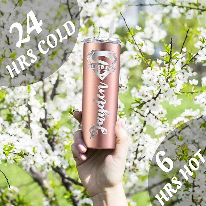 Personalized Tumbler - Laser Engraved with Name,20oz Custom Stainless Steel Skinny Tumbler Personalized Cups with Lids and Straws | 19 Colors & 16 Designs Text Gifts for Women Men - Bloomnest