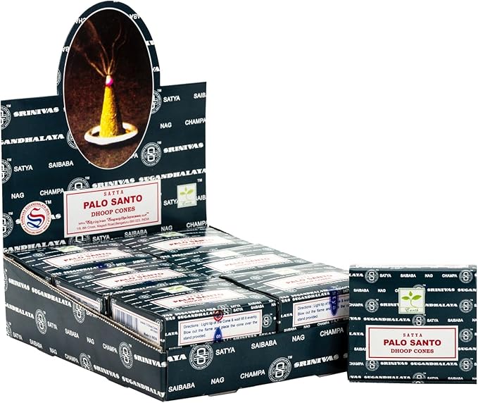 Satya Sai Baba Palo Santo Original Earth Marked Natural Masala Incense 144 Dhoop Cones in Pack of 12 Boxes | Best for Prayer, Meditation and Relaxation AROVATIKA