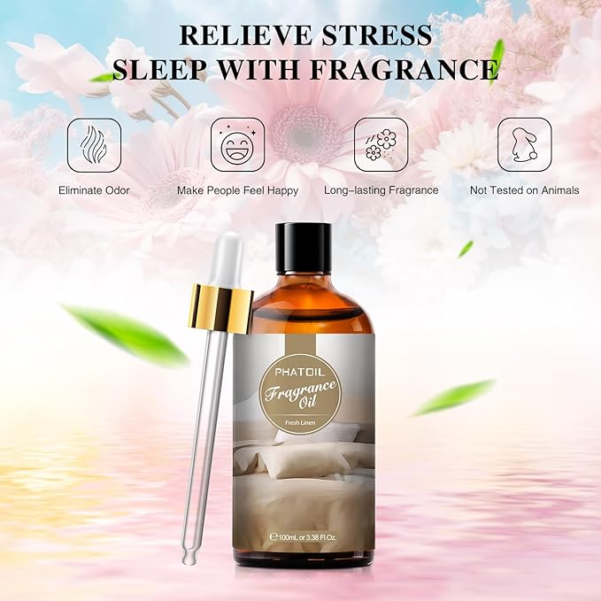 PHATOIL 3.38FL.OZ Fresh Linen Fragrance Oils for Aromatherapy, Essential Oils for Diffusers for Home, Perfect for Diffuser, DIY Candle and Soap Making, DIY Scented Products - 100ml - Bloomnest