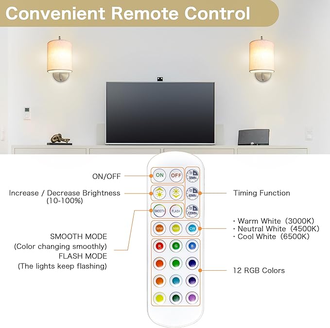 Rechargeable Battery Operated Wall Sconces Set of 2 Wireless Wall Lights with Remote Control 12 RGB Colors Magnetic Bulbs 5200mAh Battery Wireless Sconces for Bedroom Living Room (Silver) - Bloomnest