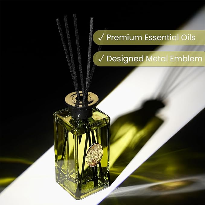 M&SENSE 10.14 oz Large Reed Diffuser Set | Eucalyptus Mint Scent Oil Diffuser with Sticks | Hotel Collection Non-Toxic Essential Oil |for Bedroom Bathroom Living Room MSENSE