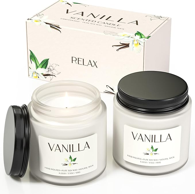Vanilla Candle, Soy Candles for Women, Soy Candles for Home Scented, 2 Pack Aromatherapy Candle Gift Set for Relaxing, Stress Relief & Home Decor - Bloomnest