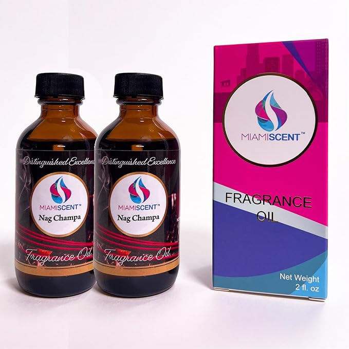 Nag Champa Fragrance Oil | Luxurious Scented Oil for Burners, Warmers, Diffusers | 2 Amber Glass Bottles