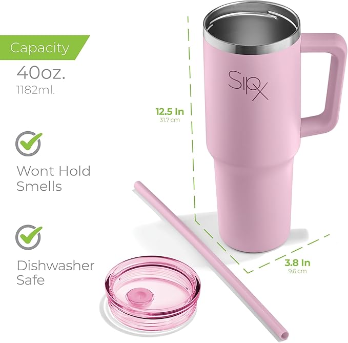SIPX™ Insulated Tumbler With Lid And Straw, 40oz. Tumbler With Handle Keeps Cold 12 Hours, Water Bottle Thermos With Lid, BPA-Free Reusable Insulated Coffee Tumblers, Travel Mug Great For Beach Party - Bloomnest