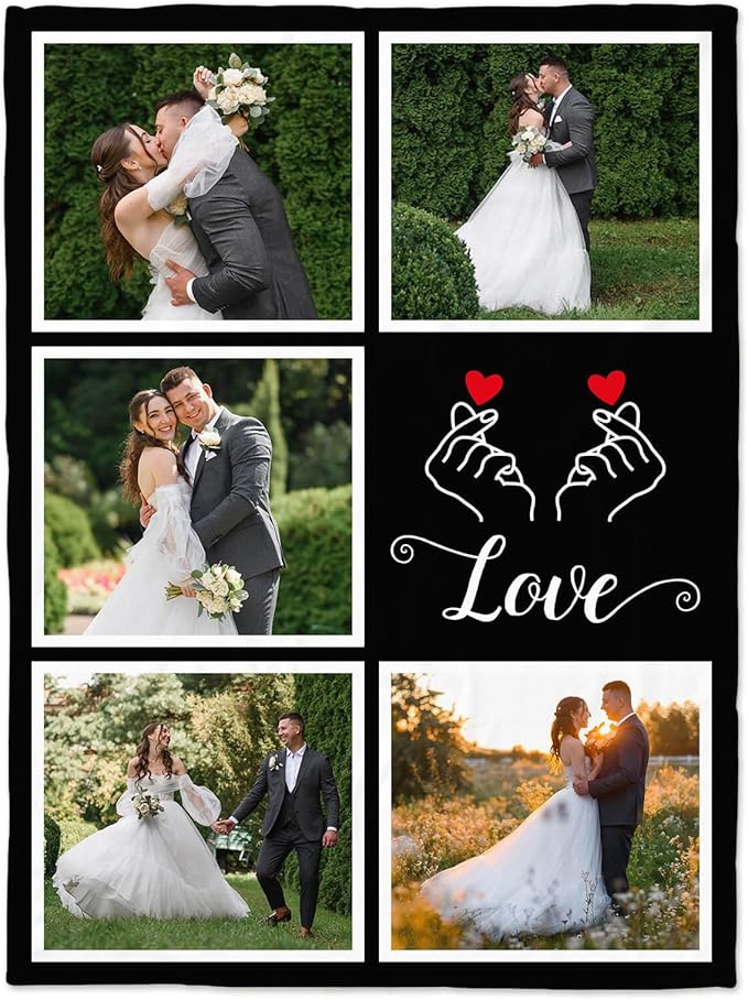 Personalized Couple Gifts for Boyfriends Girlfriends, Custom Blankets with Photos, Personalized Blanket with Photos & Text, Personalized Photo Blankets, Personalized Gifts for Valentines, Anniversary - Bloomnest