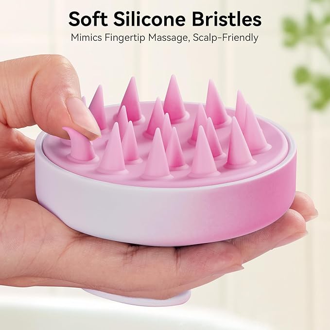 HEETA Scalp Massager Hair Growth, Soft Silicone Scalp Scrubber Shampoo Brush for Exfoliation, Dandruff Removal Head Massage Stress Relax, Wet & Dry Use for Thick Thin Curly Hair Care, Gradient Purple HEETA