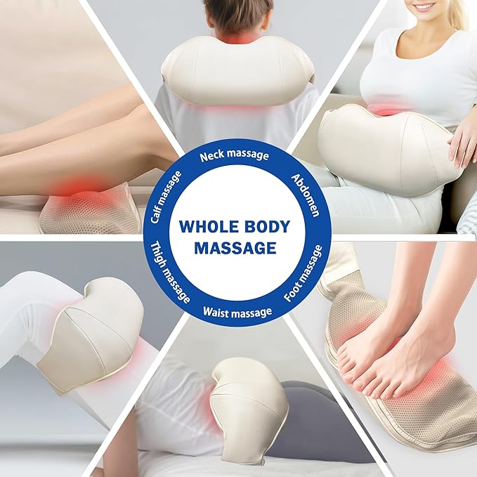 Joyset Shiatsu Neck and Back Massager with Heat,Electric Shoulder Massager for Pain Relief Deep Tissue,3D Kneading Massage with Cloth Cover Easy to Clean (Khaki) - Bloomnest