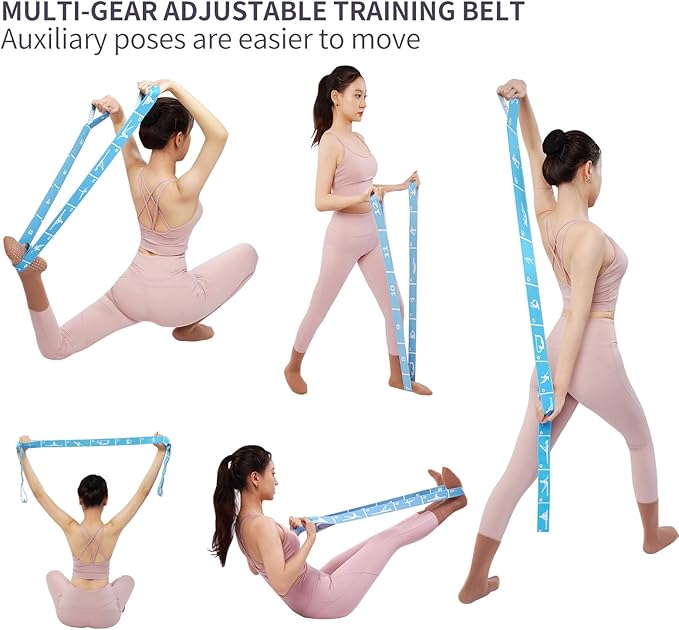 Multi-Functional Slimming Resistance Bands Yoga Straps Elastic Stretching Band 10/12 Loops for Pilates, Latin Training, Dance, Gymnastics, Fitness, Ballet and Physical Therapy - Bloomnest