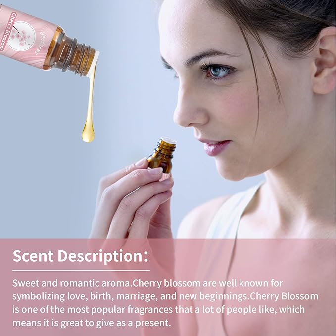 Yethious Cherry Blossom Essential Oil 10ML Set, Aromatherapy Oil for Diffuser, Fragrance, Soap Candle Making (2 Pack) - Bloomnest