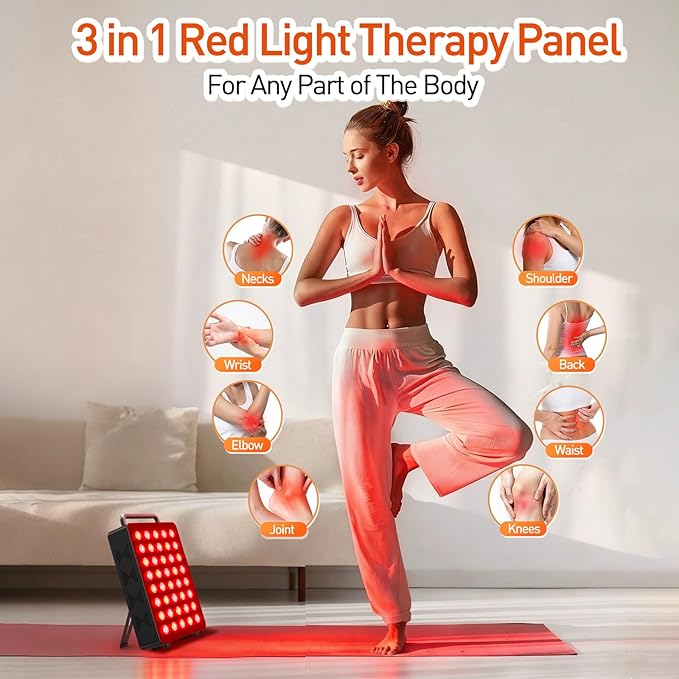 Red Light Therapy Panel 5 Wavement 40 Dual Chip High-Efficiency LEDs 630+660+810+830+850nm Red and Near Infrared Lamp Therapy Device 60W Timer & Stand for Body Pain Relief Face Skin Health Bloomnest