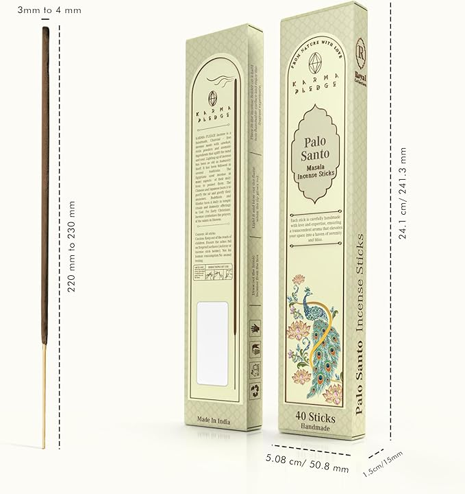 KARMAPLEDGE Palo Santo Masala Incense Sticks, Organic Hand Rolled Incense, Natural Herbs & Aromatic Ingredients, Contain 40 Sticks Inside, Burn Time 45-60 Min, Spiritual Gift, Incense by Karma Pledge KARMAPLEDGE