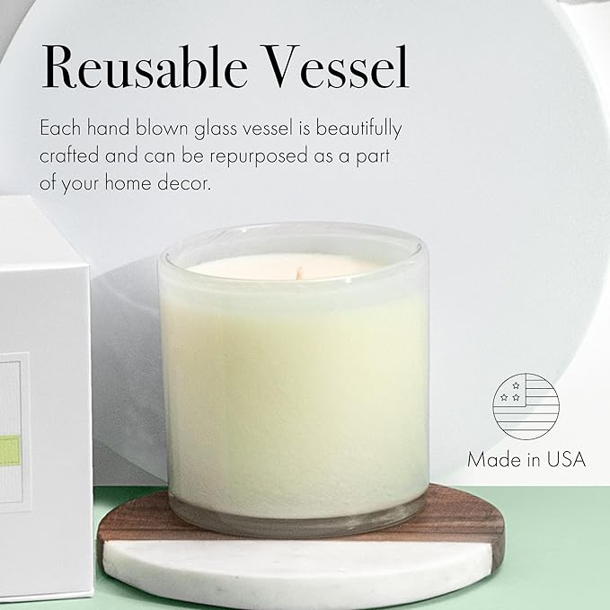 LAFCO New York Signature Candle, Celery Thyme - 15.5 oz - 90-Hour Burn Time - Reusable, Hand Blown Glass Vessel - Made in The USA - Bloomnest