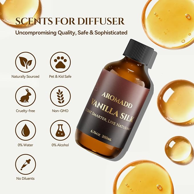 Hotel Collection Diffuser Oil Vanilla Silk– Inspired by Luxury Hotel Scent for Waterless & Cold Air Diffusers –6.76 Fl Oz (200ml) Long-Lasting Home Fragrance for Living Room & Bedroom - Bloomnest
