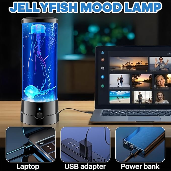 SENCU Jellyfish Lamp 17 Color Changing Remote Jellyfish Night Light LED Mood Lamp Home Decor for Room Office Night Light Ideal Gift for Kids Adults - Bloomnest