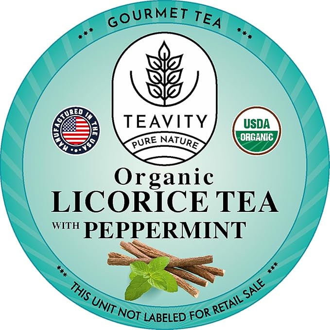 Organic Licorice Mint Tea Pods for Keurig - Natural Decaf Peppermint Tea by Teavity (24 Tea Pods) - Bloomnest