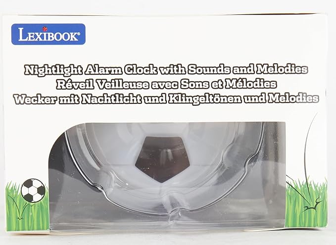 LEXiBOOK - Soccer Ball Digital Alarm Clock with Night Light Snooze, Clock, Luminous Soccer Ball, Black Colour - RL800FO - Bloomnest