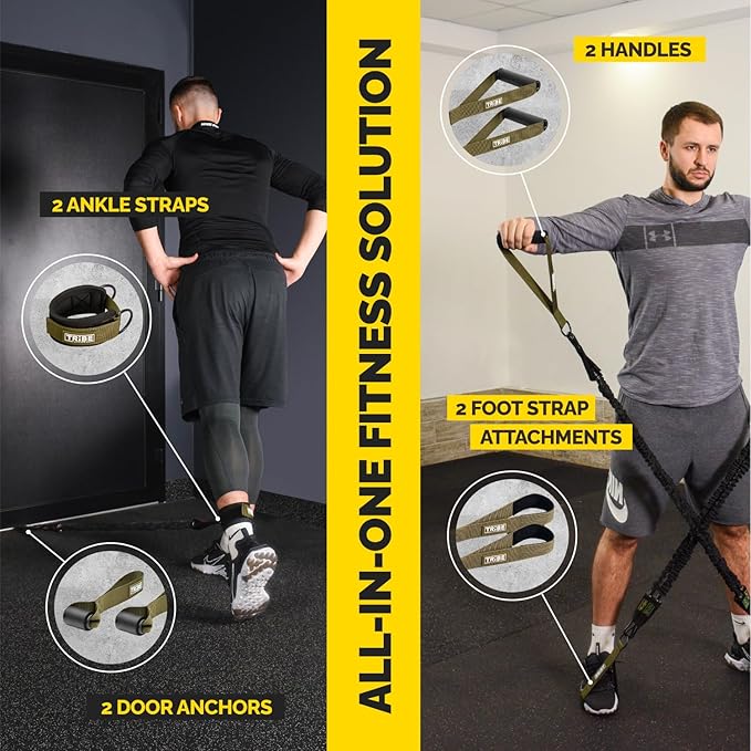 Tube Resistance Bands for Working Out Men and Women - Exercise Bands Resistance Bands Set, Resistance Band Bar, Handles, Ankle Straps, Foot Straps and Door Anchor - Bloomnest