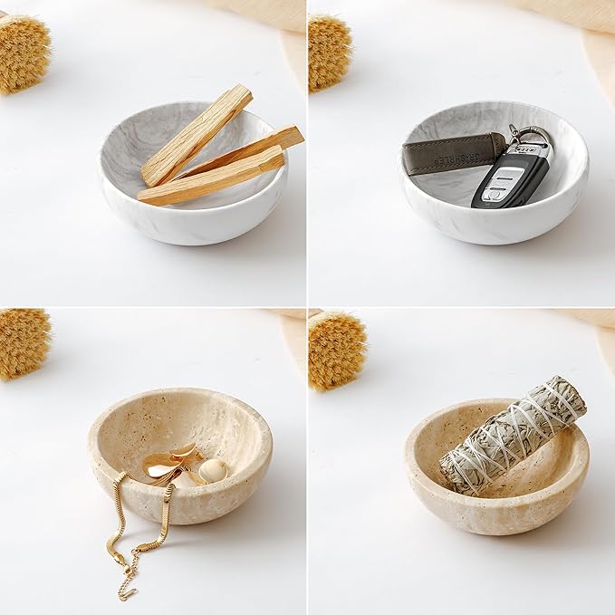 WORHE Travertine Incense Holder, Natural Marble Incense Holder for Sticks with 9 Incense Holes, Handmade Incense Stick Burner Reflux Burner Ideal for Meditation Yoga Spa Room Decor Beige (WH085) - Bloomnest