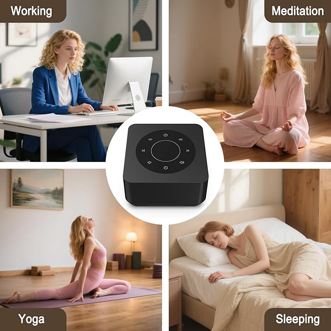 White Noise Sound Machine for Sleep 20 Soothing Sounds Noise Machine for 30 Level Volume 5 Timer Setting Favorite Setting Memory Function Touch Control Compact Portable for Adult/Baby (Black) - Bloomnest